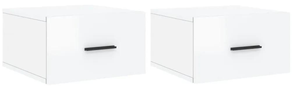 Κομοδίνα Επιτοίχια 2 τεμ. Γυαλιστερό Λευκό 35 x 35 x 20 εκ. - Λευκό