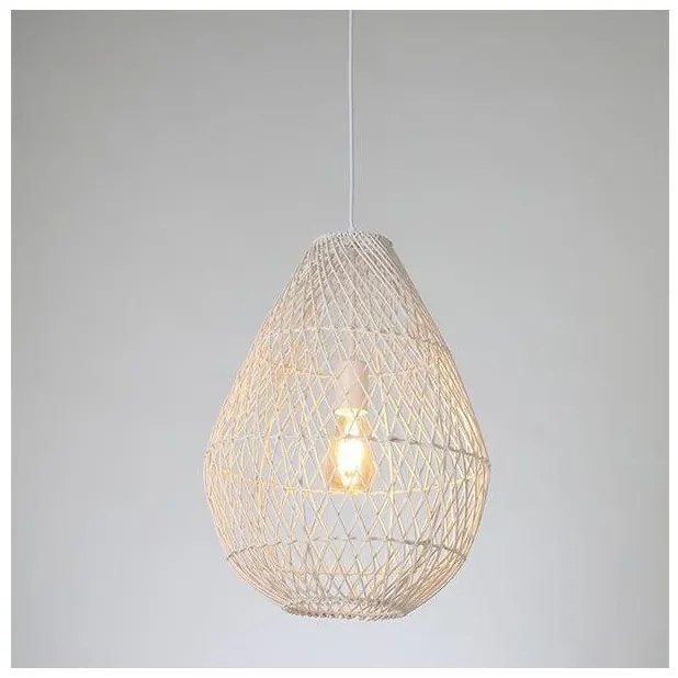 Κρεμαστό Φωτιστικό Οροφής ARTE ILLUMIN E27 60W Μέταλλο Ρατάν Eurolamp-144-33018-Λευκό 144-33018