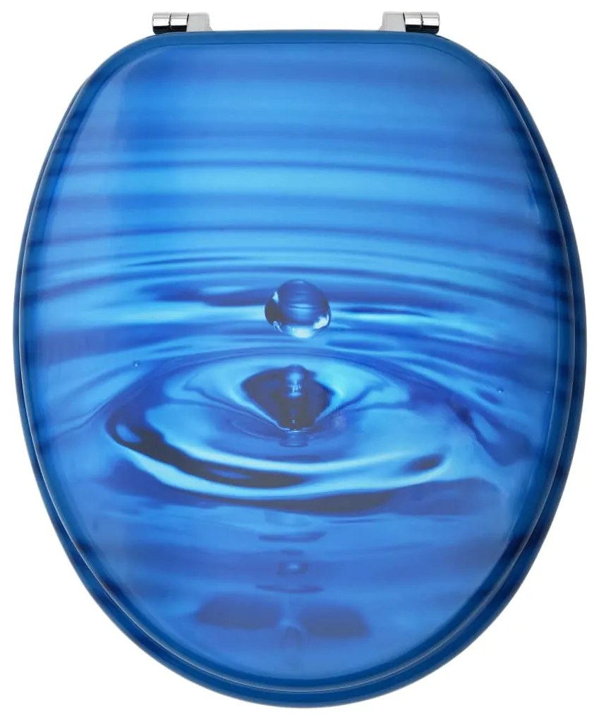 vidaXL Κάλυμμα Λεκάνης με Καπάκι Σχέδιο Σταγόνες Μπλε από MDF