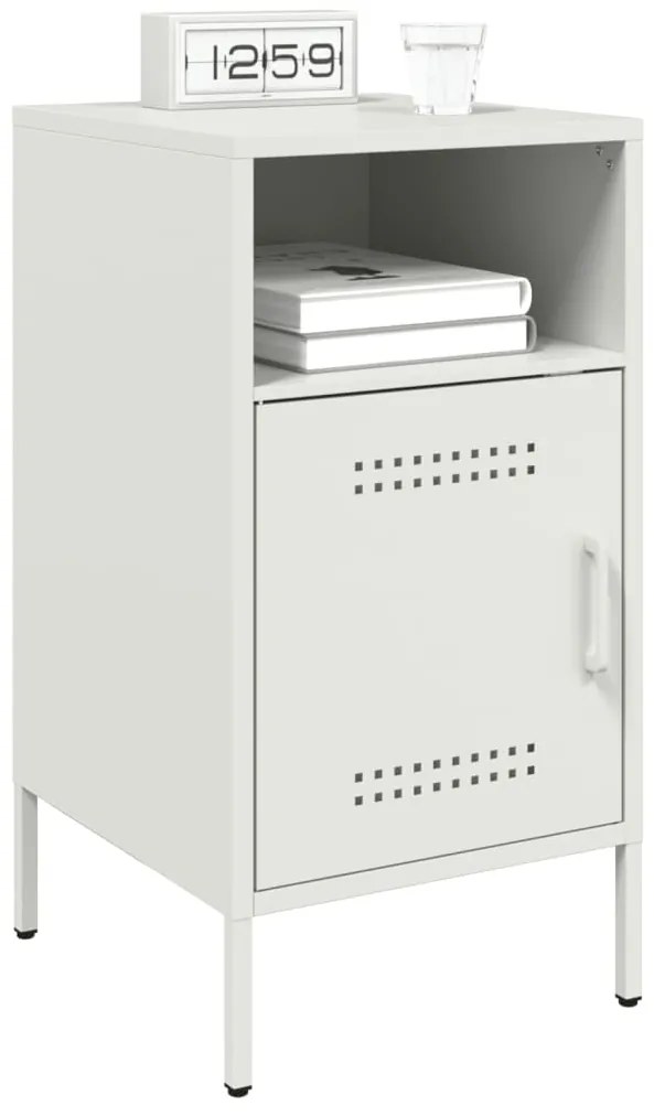 vidaXL Κομοδίνο Λευκό 36x39x68 εκ. από Χάλυβα