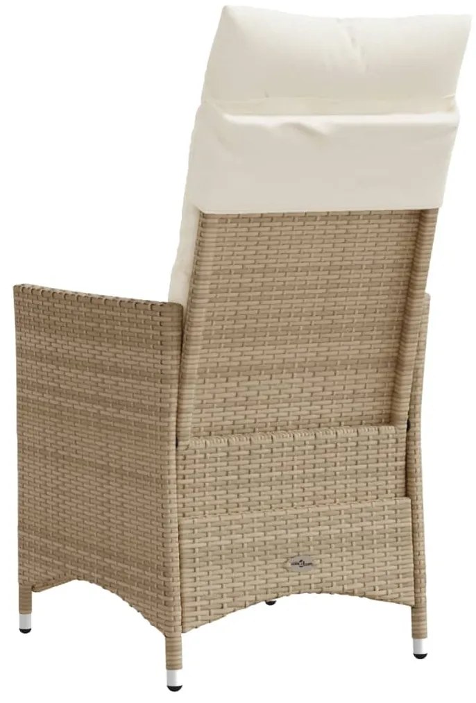 vidaXL Πολυθρόνες Κήπου Ανακλ/νες 2 τεμ. Μπεζ Συνθ. Ρατάν + Μαξιλάρια