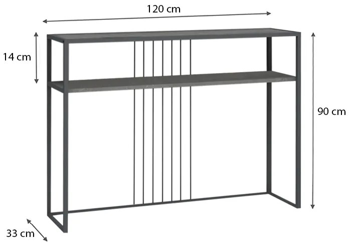 Κονσόλα Kary Megapap χρώμα γκρι σκυροδέματος 120x33x90εκ.