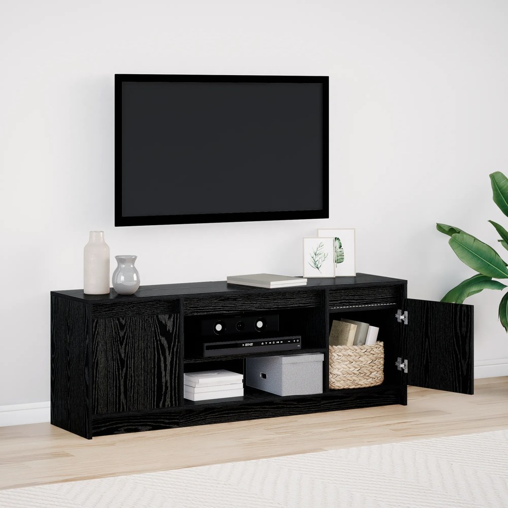 vidaXL Κεφαλάρι TV με LED σε Μαύρη Δρυς, 139,5x34x50 εκ., Φτιαγμένο από επεξεργασμένο ξύλο