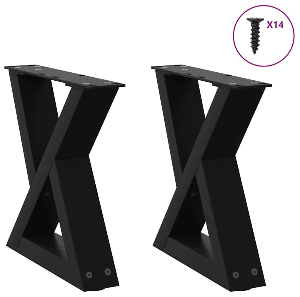 vidaXL Πόδια Τραπεζιού Σαλονιού 2 τεμ. Μαύρο 40x(30-31,3) εκ. Ατσάλι