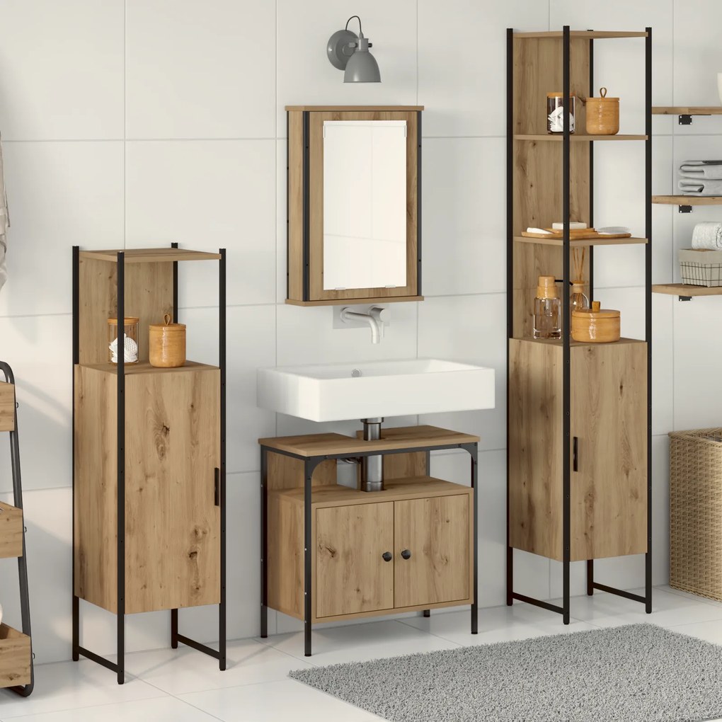 vidaXL Σετ επίπλων μπάνιου 4 τεμαχίων  σε Artisan Oak