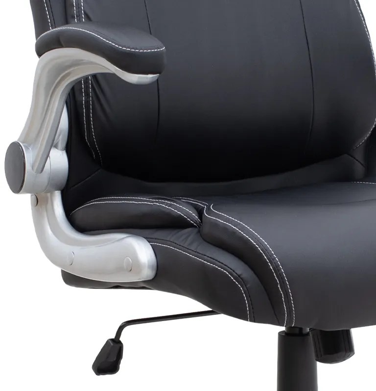 Καρέκλα γραφείου διευθυντική Gustavo Megapap από τεχνόδερμα χρώμα μαύρο 69x65x116/126εκ.