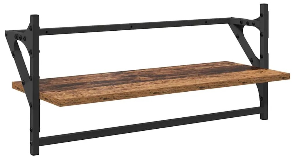 vidaXL Σετ ραφιών τοίχου με ράφι 6 pcs Παλιό Ξύλο 100 x 25 x 30 cm