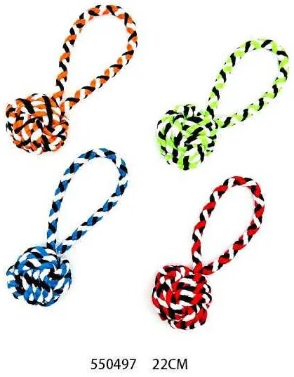 Υφασμάτινο παιχνίδι σκύλου σχοινί με μπάλα - 22cm - 12pcs - 550497