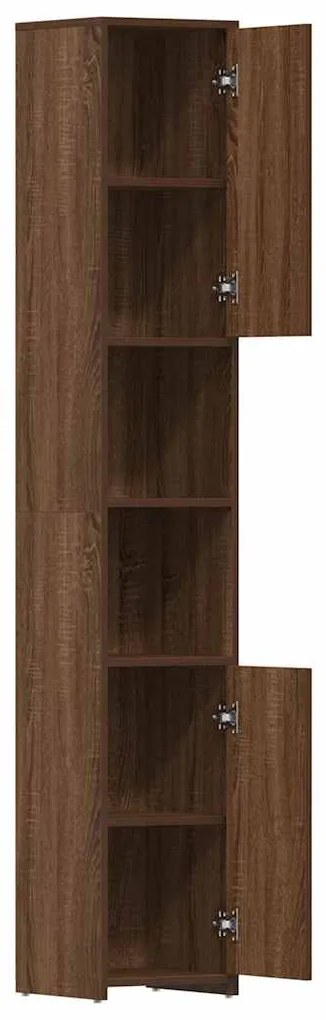 vidaXL Ντουλάπι Μπάνιου Καφέ Δρυς 30x30x183,5 εκ. Επεξεργασμένο Ξύλο