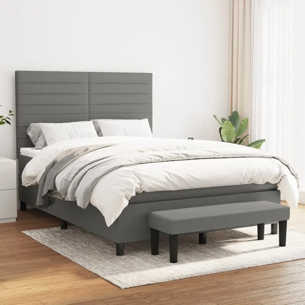 ΚΡΕΒΑΤΙ BOXSPRING ΜΕ ΣΤΡΩΜΑ ΣΚΟΥΡΟ ΓΚΡΙ 140X200 ΕΚ ΥΦΑΣΜΑΤΙΝΟ 3136678