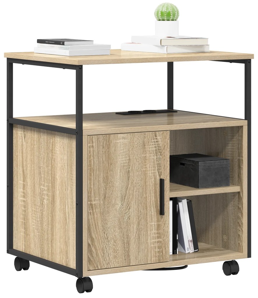 vidaXL Γραφείο Ντουλάπι με τροχούς Sonoma Δρυς 60 x 46 x 67 εκ.