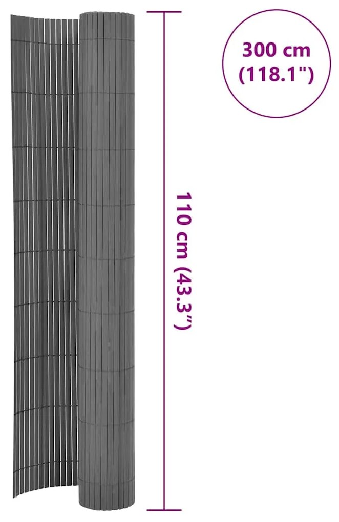 vidaXL Περίφραξη Κήπου Διπλής Όψης Γκρι 110 x 300 εκ.