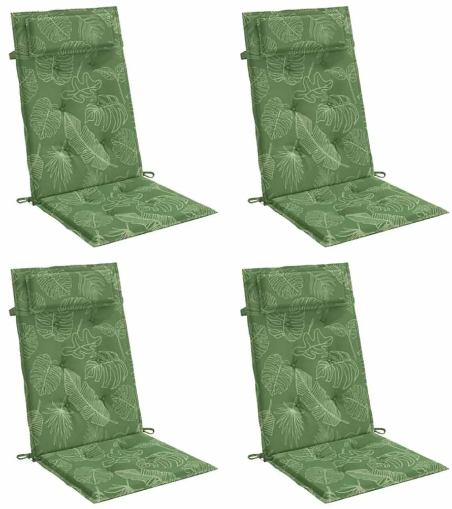 vidaXL Μαξιλάρια Καρέκλας με Ψηλή Πλάτη 4 τεμ. Σχ. Φύλλα Ύφασμα Oxford