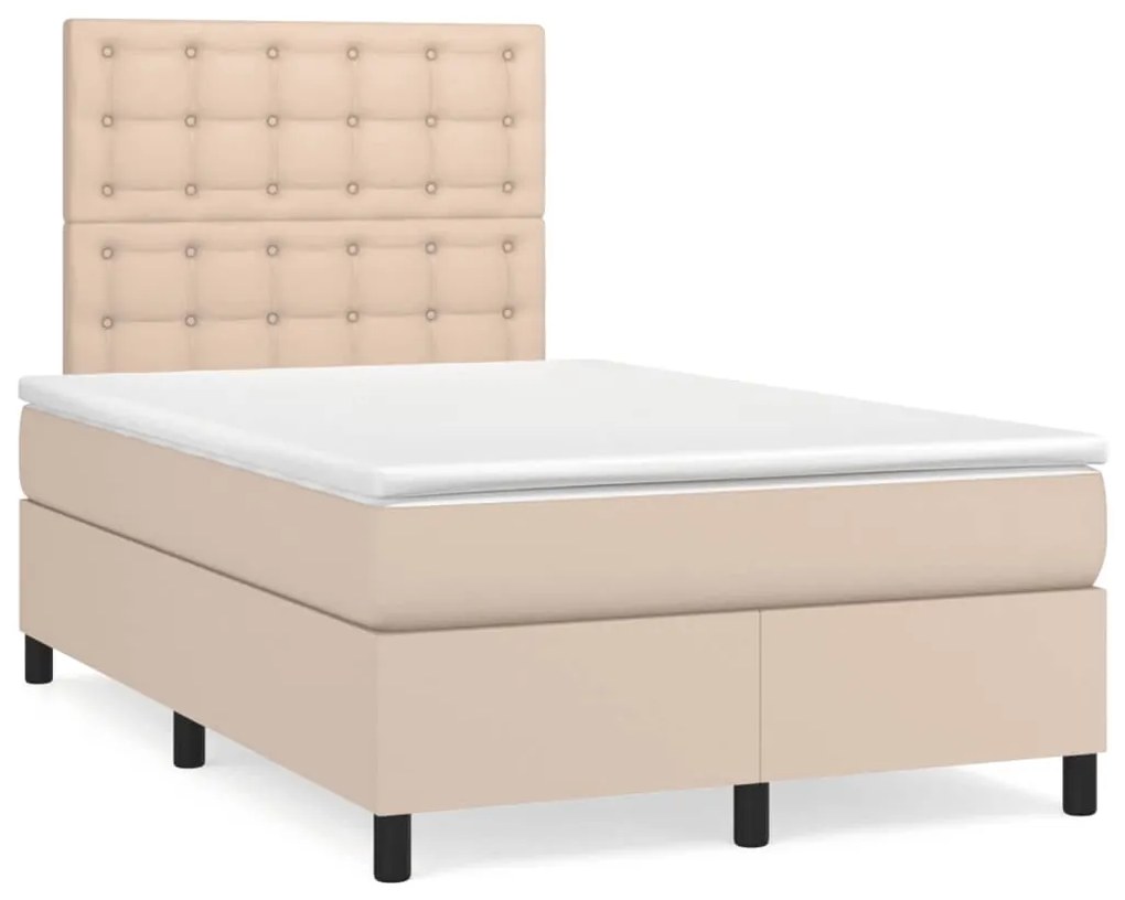 Κρεβάτι Boxspring με Στρώμα Καπουτσίνο 120x200εκ.από Συνθ.Δέρμα - Καφέ