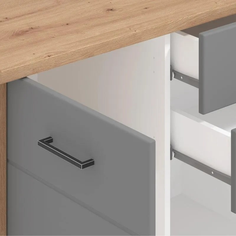 Σύνθεση Κουζίνας Ipanema 200 Artisan Oak - Γκρί Ματ 200x60x224,5 εκ. 200x60x224.5 εκ.