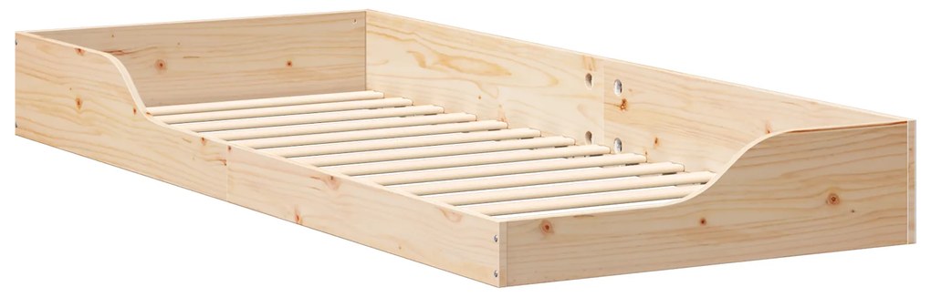 vidaXL Κρεβάτι δαπέδου Καφέ 80 x 220 cm Μασίφ ξύλο πεύκου
