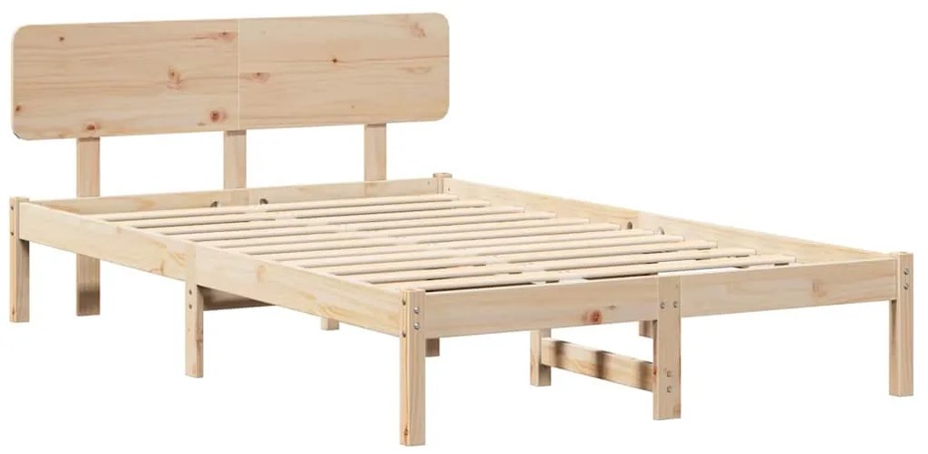 vidaXL Σκελετός Κρεβατιού Φυσικό 135 x 190 cm Μασίφ ξύλο πεύκου