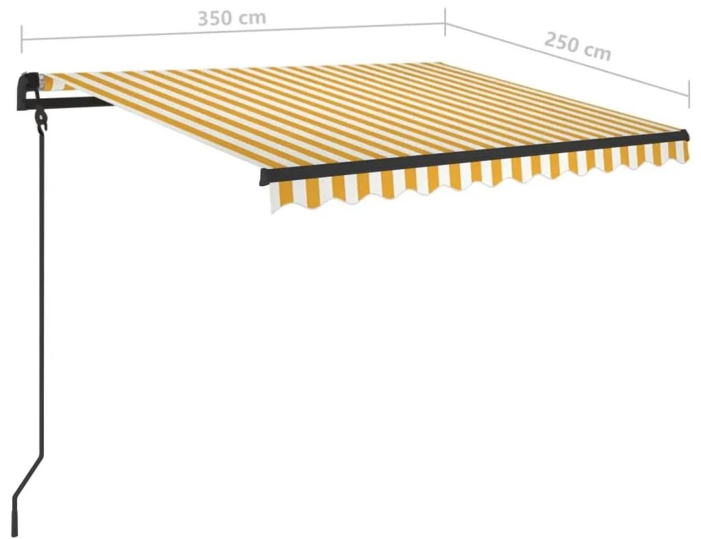 Τέντα Συρόμενη Αυτόματη με Στύλους Κίτρινο / Λευκό 3,5x2,5 μ. - Κίτρινο