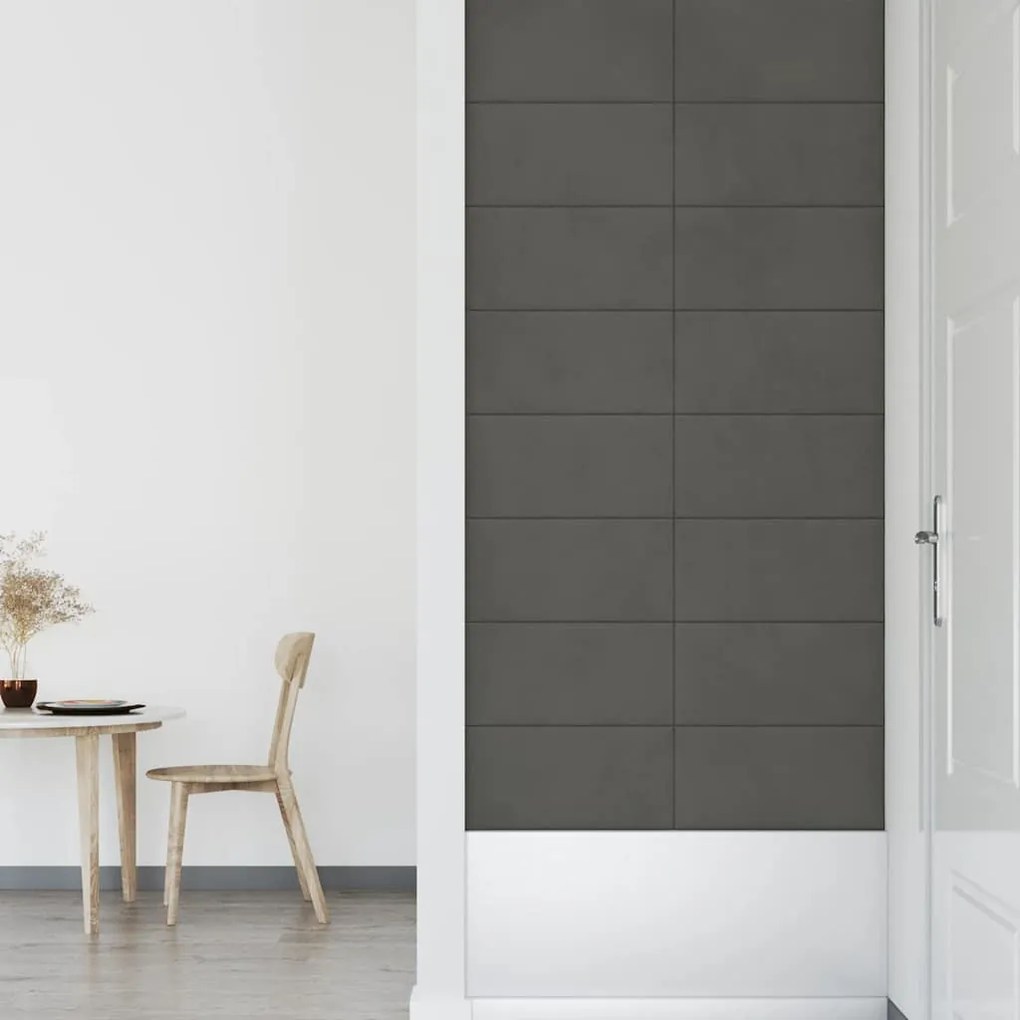 vidaXL Πάνελ Τοίχου 12 τεμ. Σκούρο Γκρι 60x30 εκ. 2,16 μ² Βελούδο