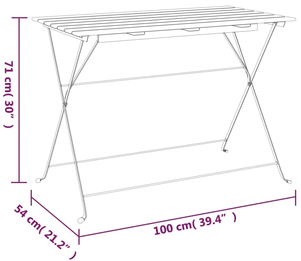 vidaXL Τραπέζι Bistro Πτυσσόμ. 100x54x71εκ Μασίφ Ξύλο Ακακίας &amp; Ατσάλι