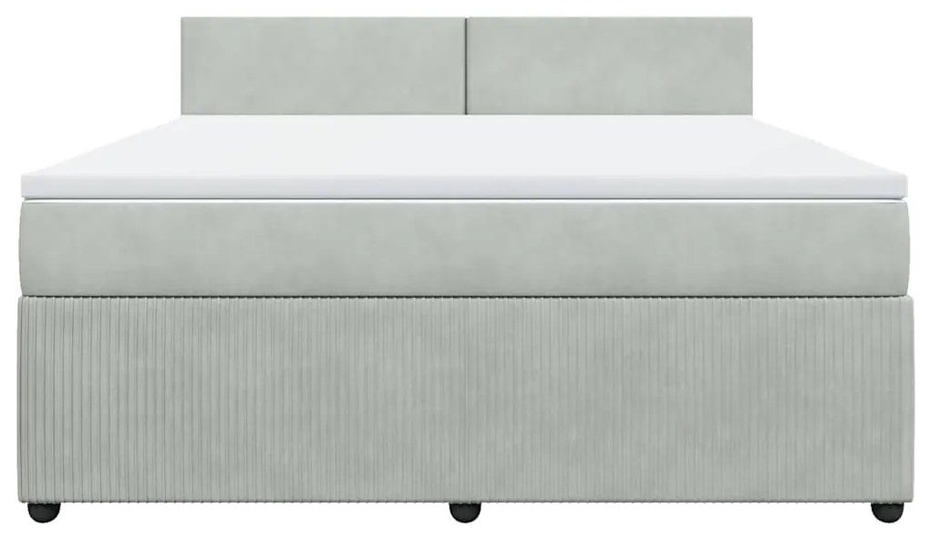 vidaXL Κρεβάτι Boxspring με Στρώμα Ανοιχτό Γκρι 180x200 εκ. Βελούδινο