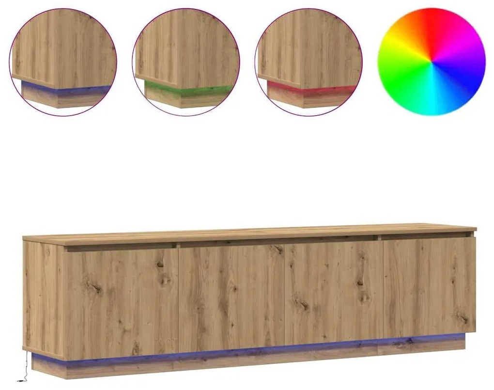 vidaXL Βιτρίνα τηλεόρασης με LED artisan δρυς 180 x 38 x 49 εκ