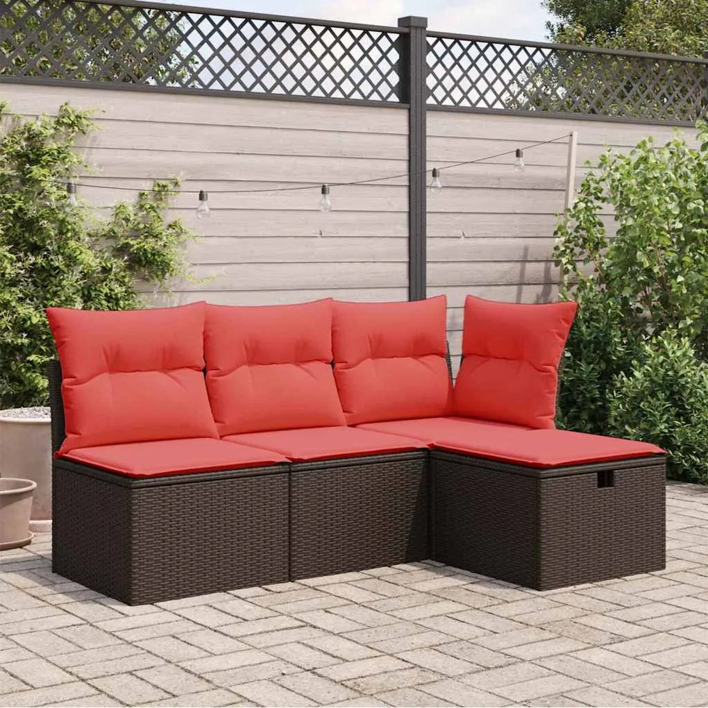 vidaXL Σκαμπό Κήπου με Μαξιλάρι Καφέ 55x55x37 εκ. από Συνθετικό Ρατάν