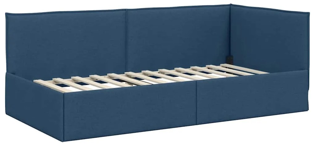 vidaXL Κρεβάτι γωνίας με στρώμα με κεφαλάρι 2 pcs Μπλε Βελούδο