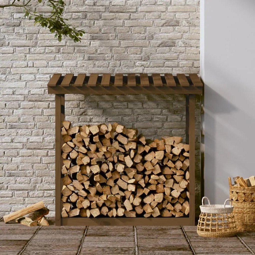vidaXL Ραφιέρα Καυσόξυλων Καφέ Μελί 108x64,5x110 εκ. Μασίφ Ξύλο Πεύκου