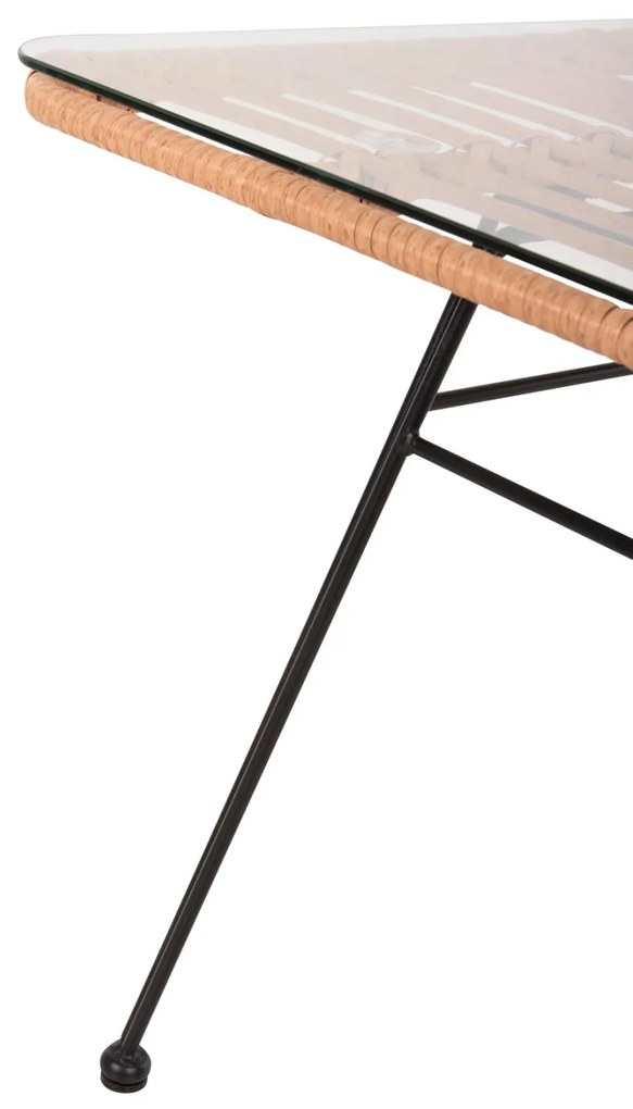 ΤΡΑΠΕΖΙ ΕΞ.ΧΩΡΟΥ ΧΑΜΗΛΟ ALLEGRA ΜΑΥΡΟ ΜΕΤΑΛΛΟ-ΜΠΕΖ WICKER 95X55X51.5Yεκ.