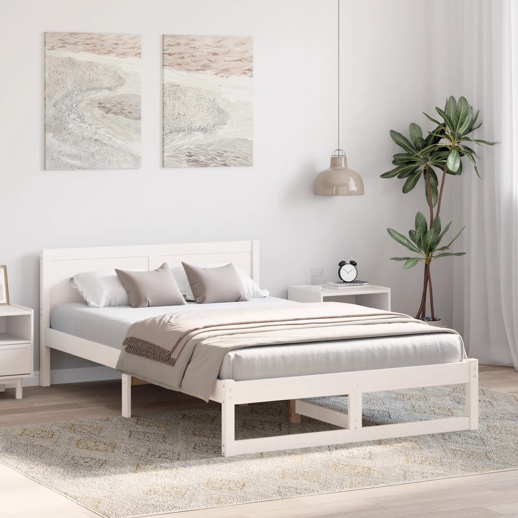 vidaXL Πλαίσιο Κρεβατιού Άσπρο Ξύλο 120 x 200 εκ. Ανθεκτικό