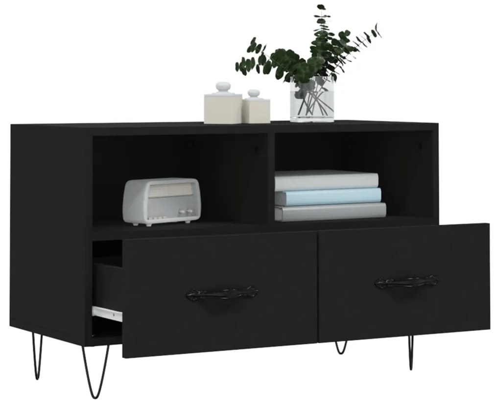 vidaXL Έπιπλο Τηλεόρασης Μαύρο 80 x 36 x 50 εκ. από Επεξεργασμένο Ξύλο
