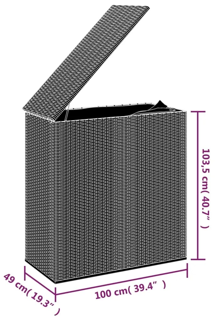 vidaXL Κουτί Μαξιλαριού Κήπου Καφέ 100x49x103,5 εκ. Ρατάν Πολυαιθ.