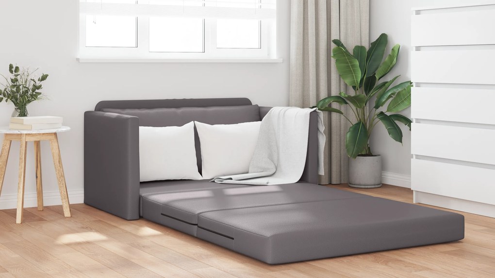 vidaXL Καναπές Κρεβάτι 2-σε-1 Γκρι 124x71x78 εκ Συνθετικό Δέρμα