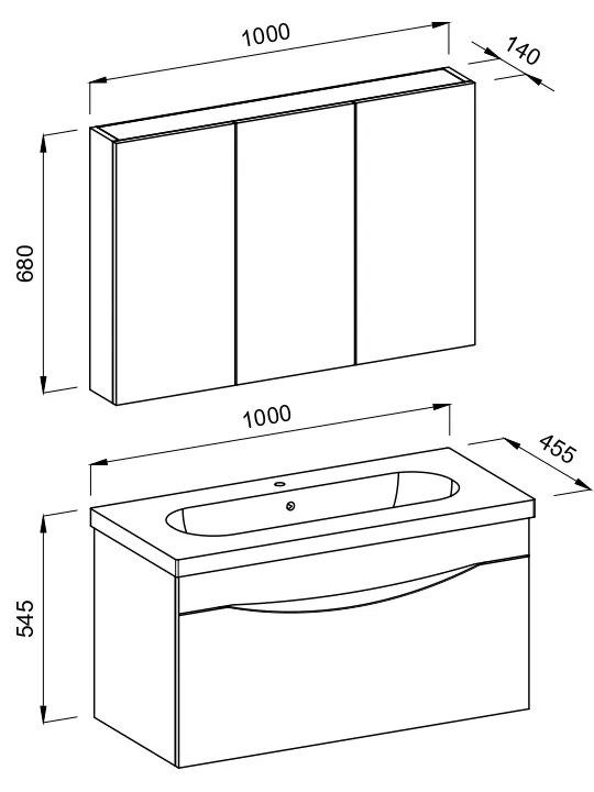 Σετ Έπιπλο Μπάνιου SMILE Ανθρακί / Barok MDF 18mm Λάκα 100 9SSMI100ABM