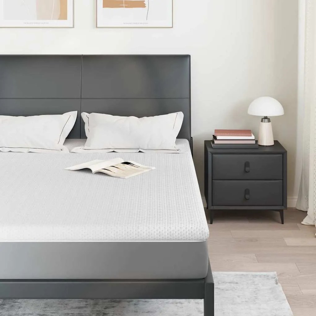 vidaXL Στρώμα επικάλυψης Λευκό 160 x 200 cm Υφασμα Jacquard