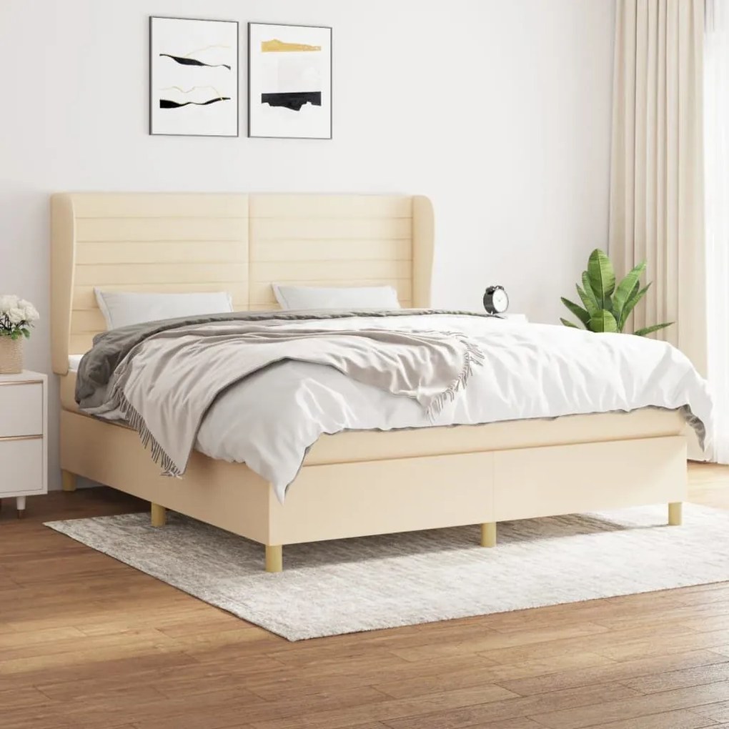 ΚΡΕΒΑΤΙ BOXSPRING ΜΕ ΣΤΡΩΜΑ ΚΡΕΜ 180X200 ΕΚ. ΥΦΑΣΜΑΤΙΝΟ 3128626