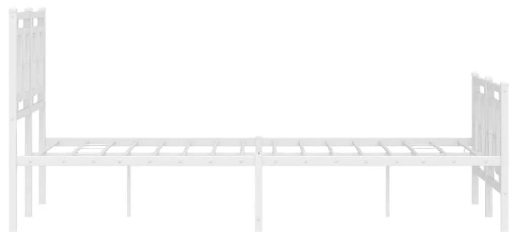 Πλαίσιο Κρεβατιού με Κεφαλάρι&amp;Ποδαρικό Λευκό 120x190εκ. Μέταλλο - Λευκό