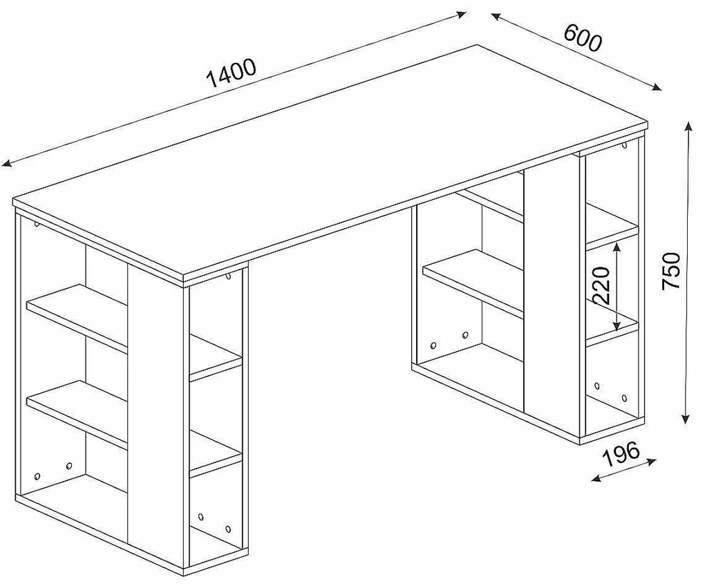 Γραφείο WIMSEY Λευκό/Sapphire Μοριοσανίδα/Μελαμίνη 140x60x74cm - 14410275 - 14410275