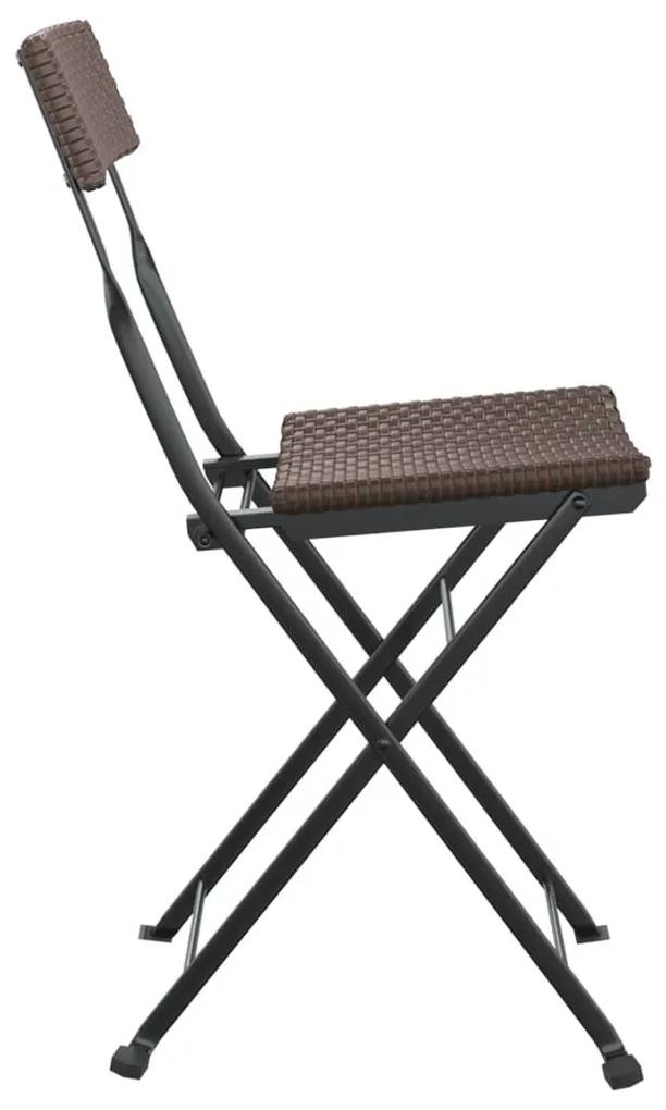 Καρέκλες Bistro Πτυσσόμενες 2τεμ. Καφέ Συνθετικό Ρατάν &amp; Ατσάλι - Καφέ