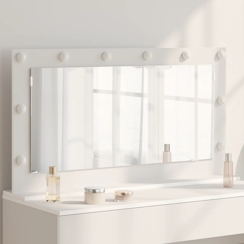vidaXL καθρέφτης Vanity με LED Φώτα Λευκό 100x55x18 εκ.