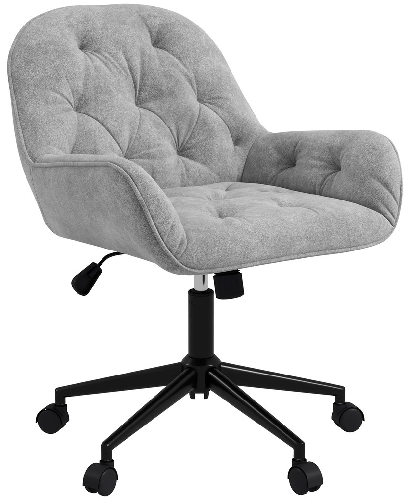 Vinsetto Καρέκλα γραφείου, καρέκλα υπολογιστή, ρυθμιζόμενο ύψος, βελούδινη εμφάνιση, Ανοιχτό γκρι