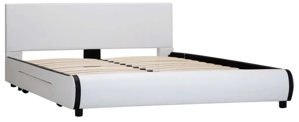 vidaXL Πλαίσιο Κρεβατιού με Συρτάρια Λευκό 140x200 εκ. Συνθετικό Δέρμα