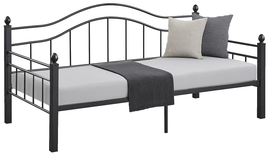 Καναπές Κρεβάτι ArteLibre PECOS Μαύρο Μέταλλο Για Στρώμα 90x190cm