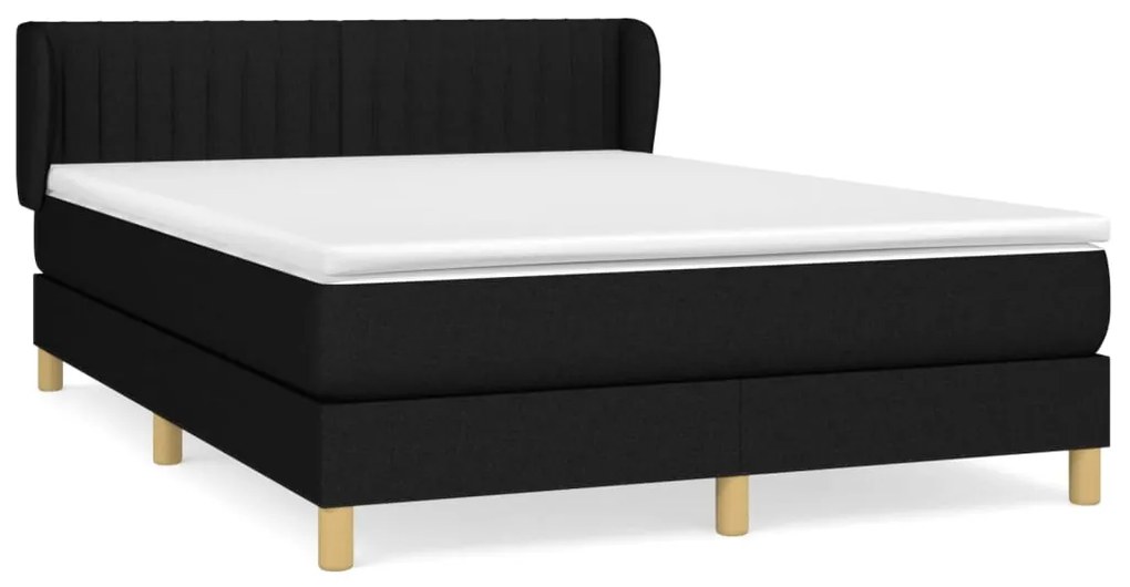 vidaXL Κρεβάτι Boxspring με Στρώμα Μαύρο 140x200 εκ. Υφασμάτινο