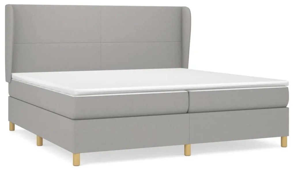 vidaXL Κρεβάτι Boxspring με Στρώμα Ανοιχτό Γκρι 200x200 εκ. Υφασμάτινο