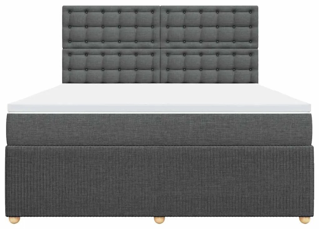 vidaXL Κρεβάτι Boxspring με Στρώμα Σκούρο Γκρι 180x200 εκ Υφασμάτιν