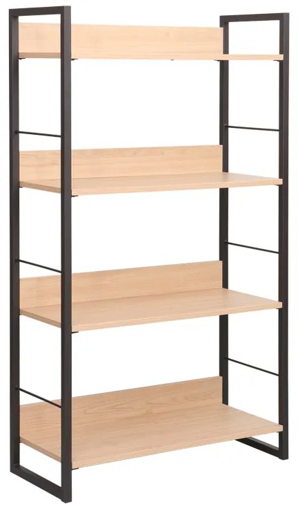 Βιβλιοθήκη Dorfie pakoworld σε φυσική απόχρωση με μαύρο μέταλλο 70x30x124.5εκ