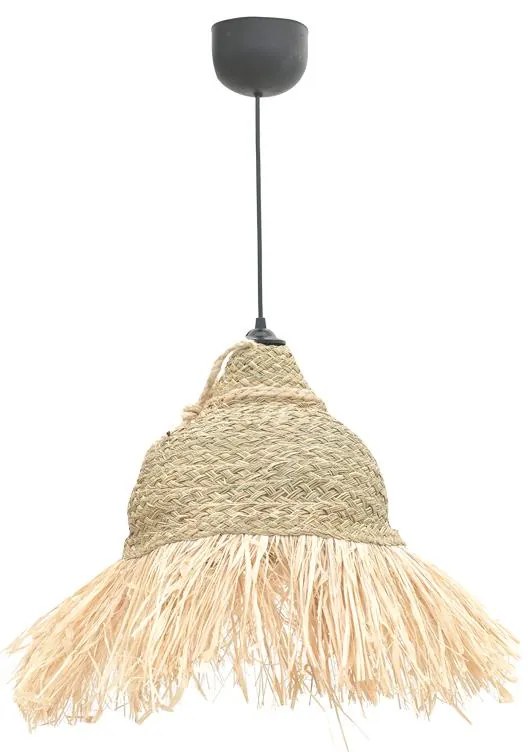 Boher Inart seagrass ceiling lamp in natural shade Φ33x76cm 33x33x40 εκ.