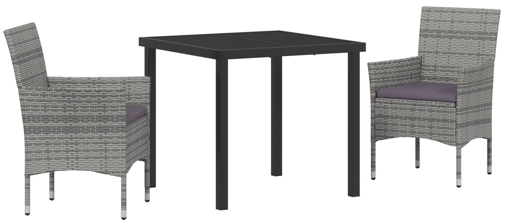 vidaXL Σετ Καθισμάτων Τραπεζαρίας 3 Τεμαχίων Γκρι Πολυρατάν